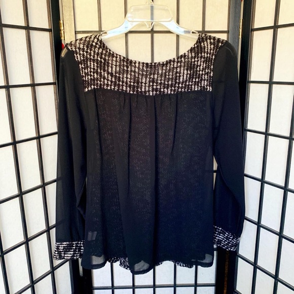 Tokyo Fashion Knit Chiffon Top - Picture 2 of 3